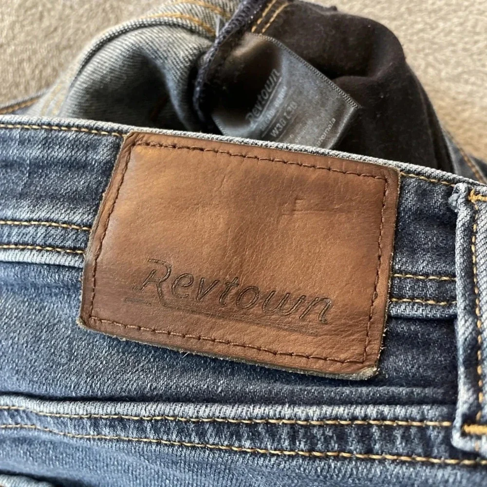 Revtown Jeans Mens 30x30 Sharp Decade Denim Stretch Medium Wash Whiskered